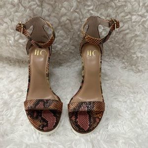 JLo snake skin wedge sandal size 8M/ 38/1/2 NWT